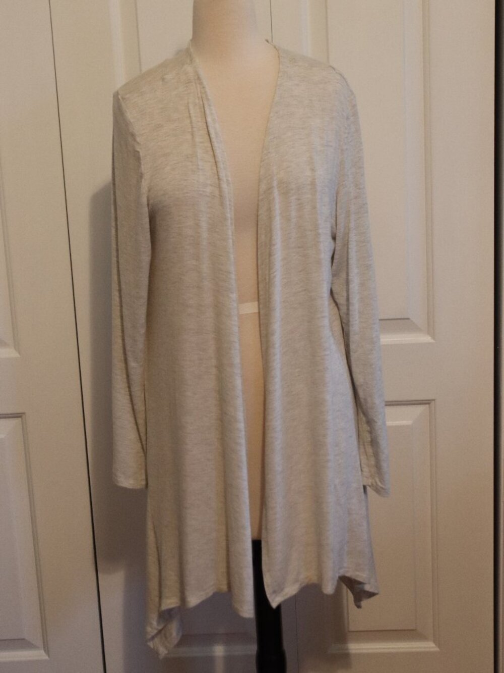 Indigo Lightweight Long Sleeve Open Front Cardigan Light Heathered Grey Sz Large